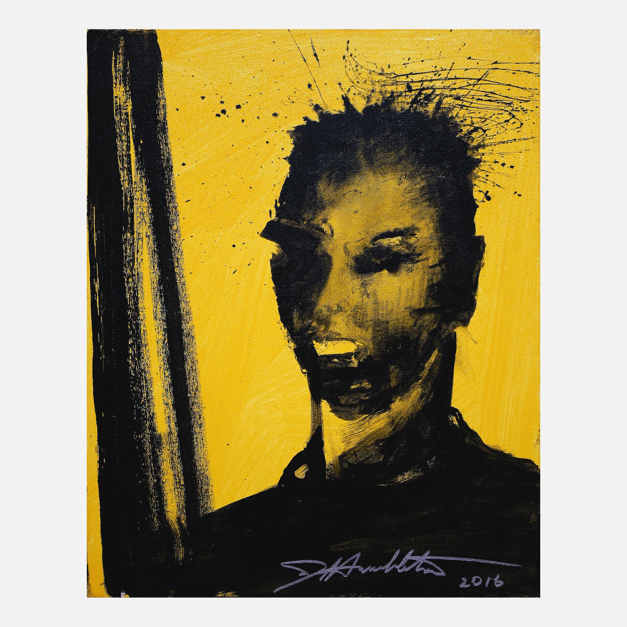 Shadow Head Portrait (Black on Yellow), 2016