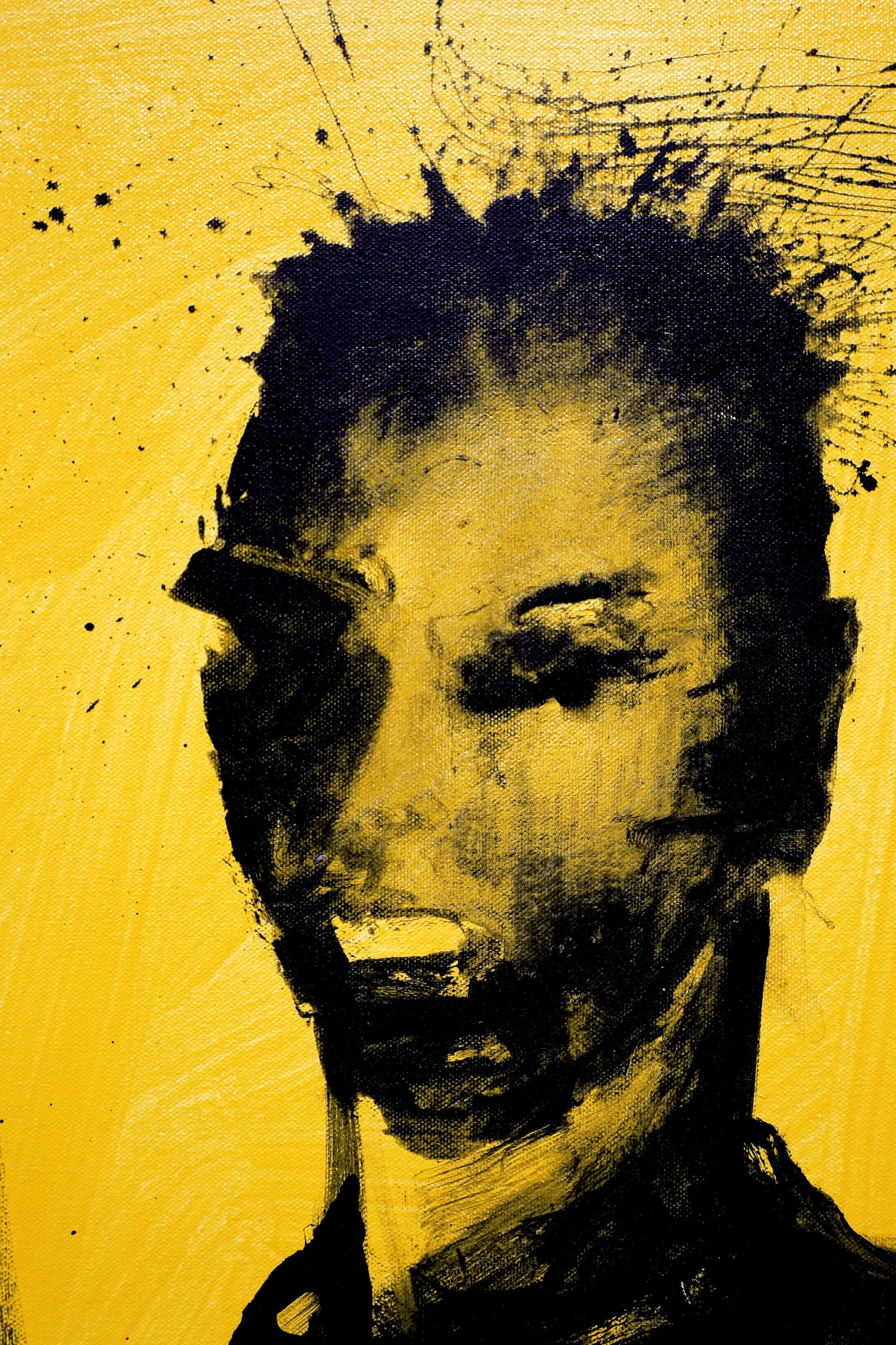 Shadow Head Portrait (Black on Yellow), 2016