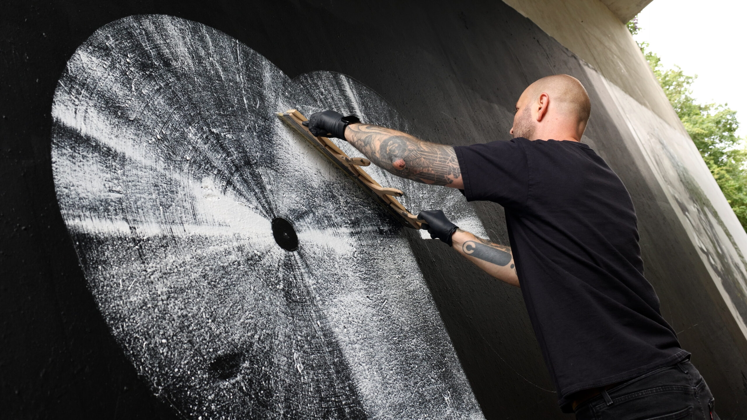 Painting 'Growth' by hand, Brighton